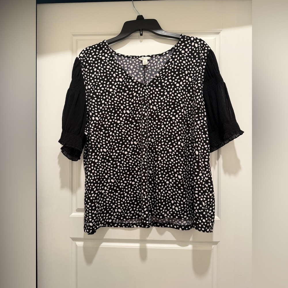038 Cato Black and White Polka Dot Blouse